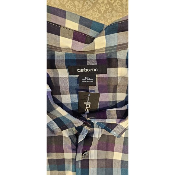 Claiborne NWT Men's‎ Short Sleeve Button Down Striped Shirt 5XL Big & Tall - Picture 2 of 2